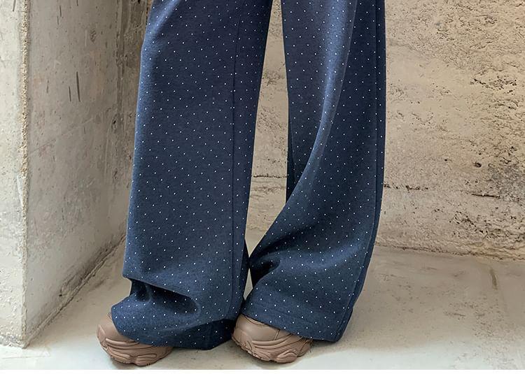 Low Rise Dotted Wide Leg Pants Product Image