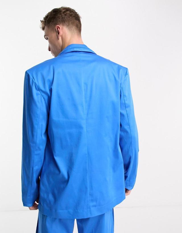 COLLUSION raw edge blazer in blue Product Image