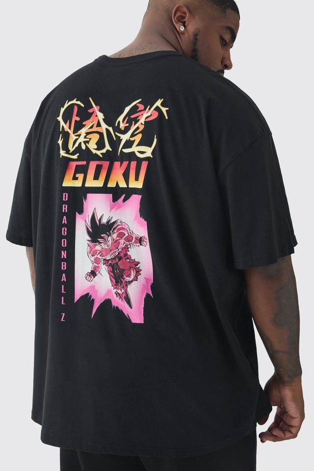 Plus Dragon Ball Z Licence Back Print T-shirt in Black | boohooMAN USA Product Image