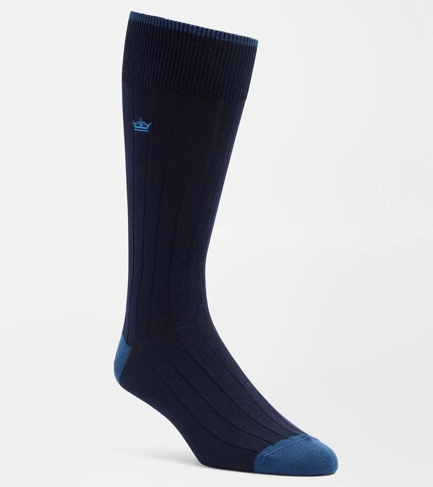 Peter Millar Mens Solid Rib Crew Sock | Color: Navy | Size: OS Product Image