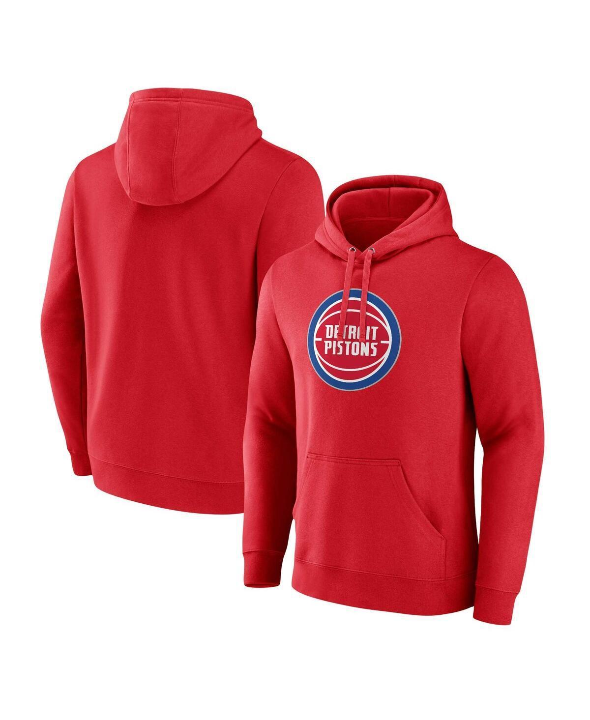 Mens Fanatics Red Detroit Pistons Primary Logo Pullover Hoodie Product Image