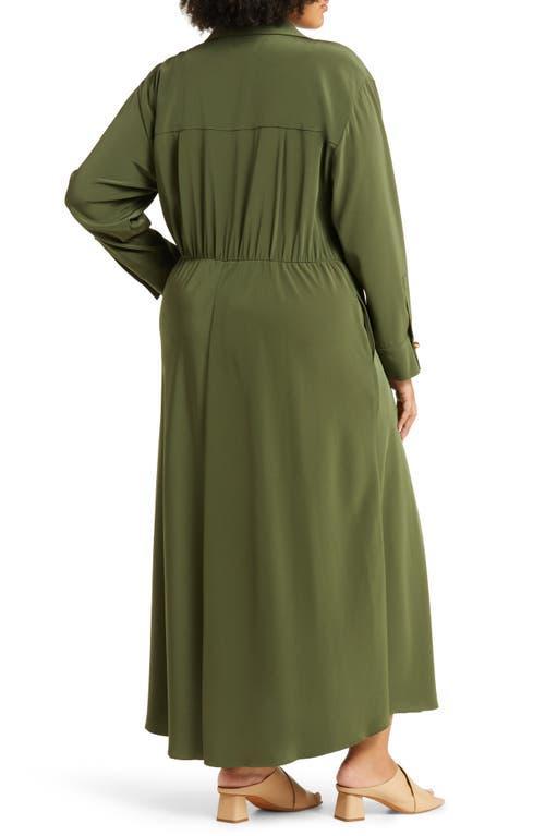 Tie Waist Long Sleeve Dress In Bay Leaf Product Image