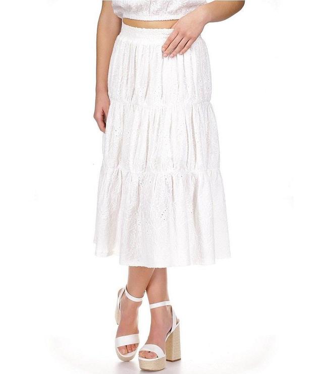 Michael Kors Eyelet Tiered Midi Skirt Product Image