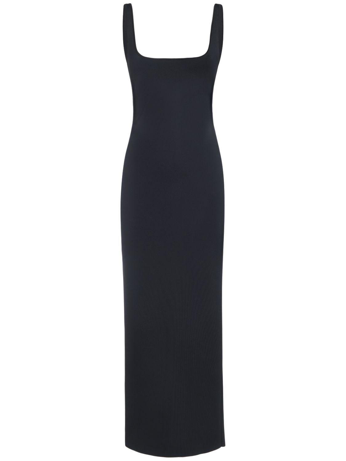 Compact Viscose Long Dress In Black Product Image