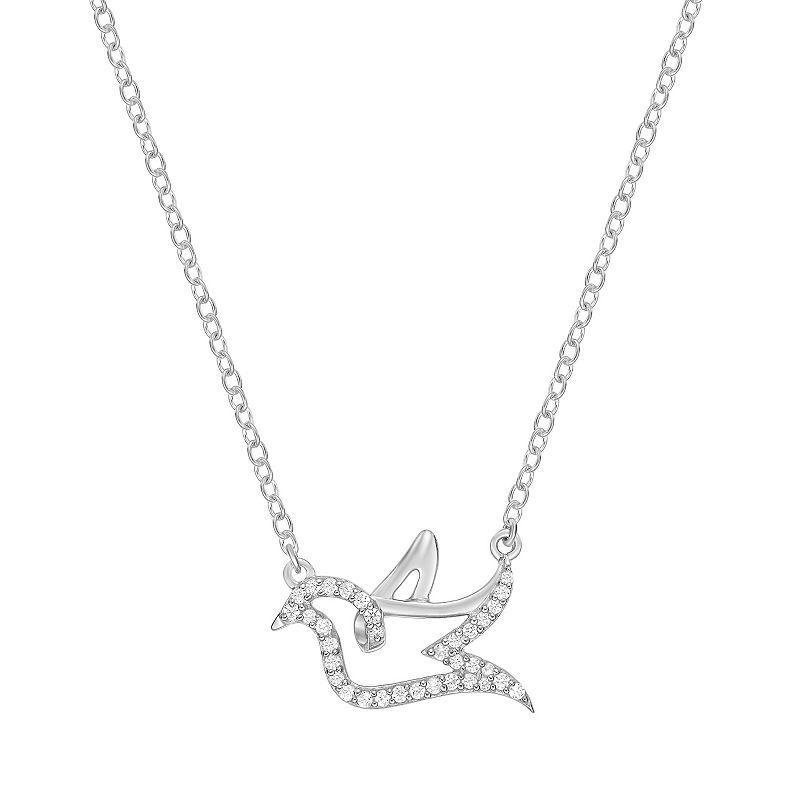 Gemminded 18k Gold Over Sterling Silver 1/8 Carat T.W. Diamond Bird Pendant Necklace, Womens White Product Image