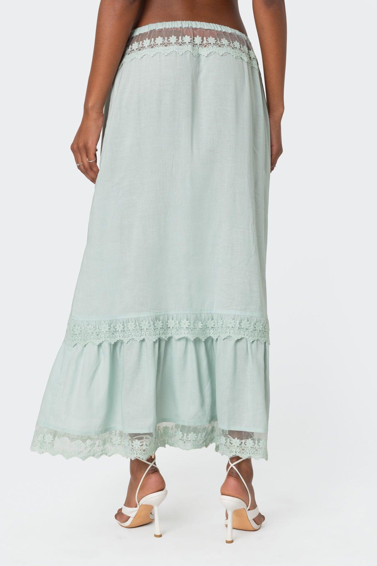 Semi Sheer Lacey Maxi Skirt Product Image