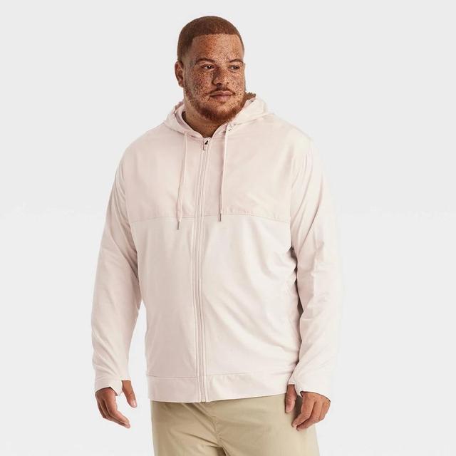 Mens Big Soft Stretch Hooded Full Zip Top - All In Motion Heathered Beige 2XL Product Image