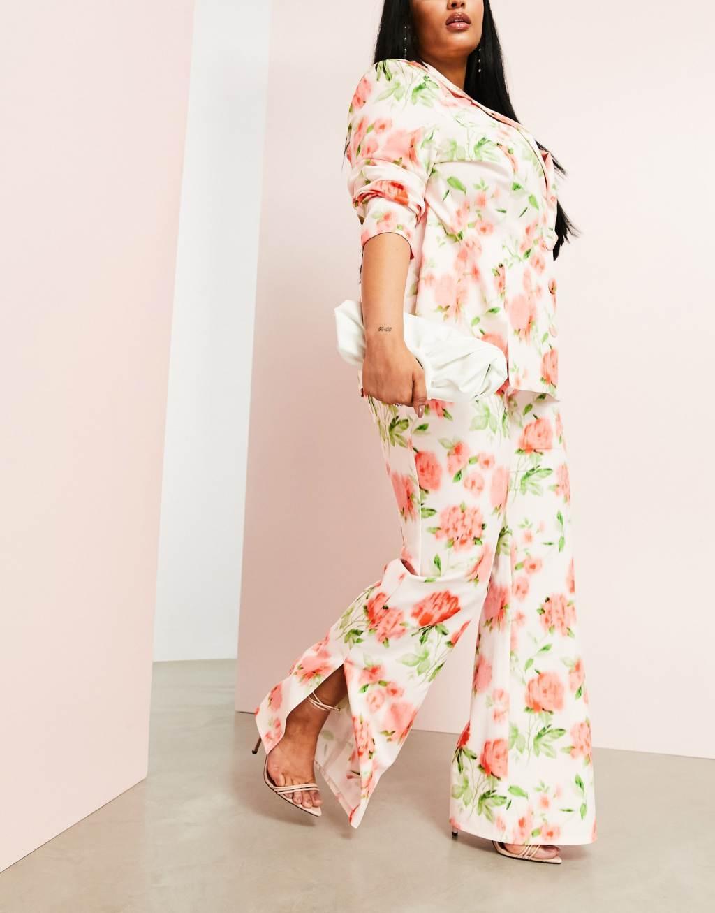 ASOS Luxe Curve suit pants in floral print Product Image