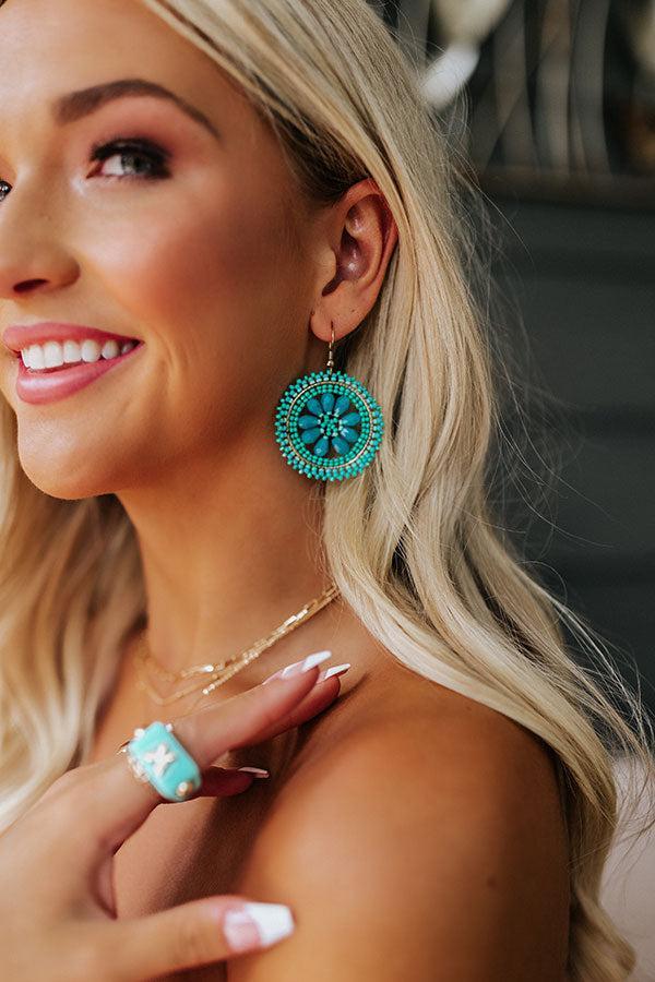 Craving Pina Coladas Beaded Earrings In Turquoise Product Image