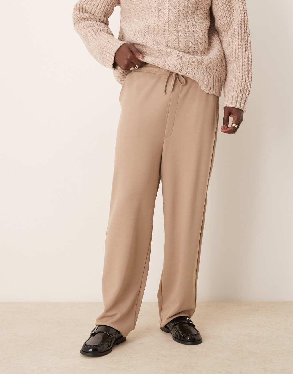 ASOS DESIGN super baggy crepe pants in beige Product Image