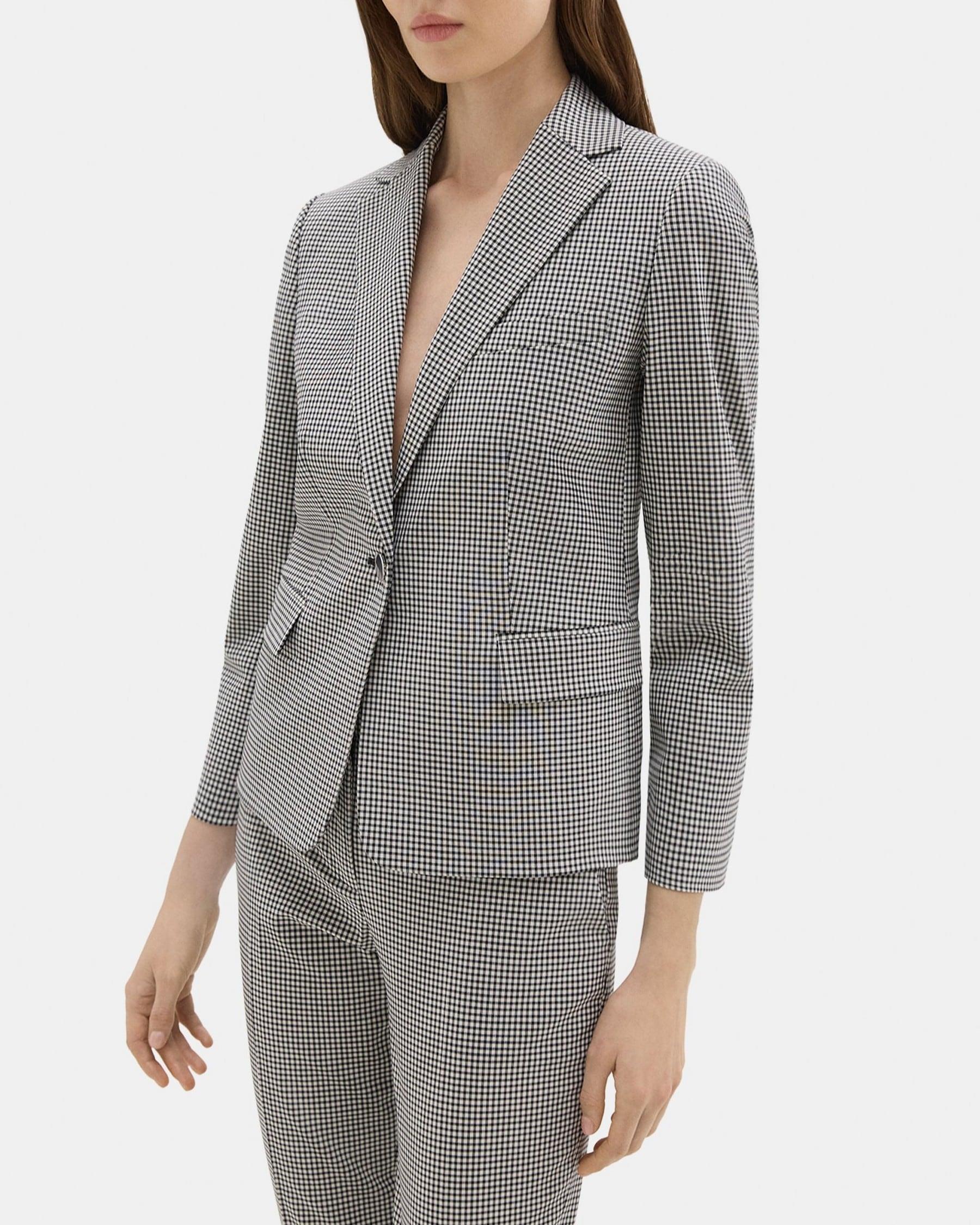 Slim Blazer in Checked Stretch Wool Product Image