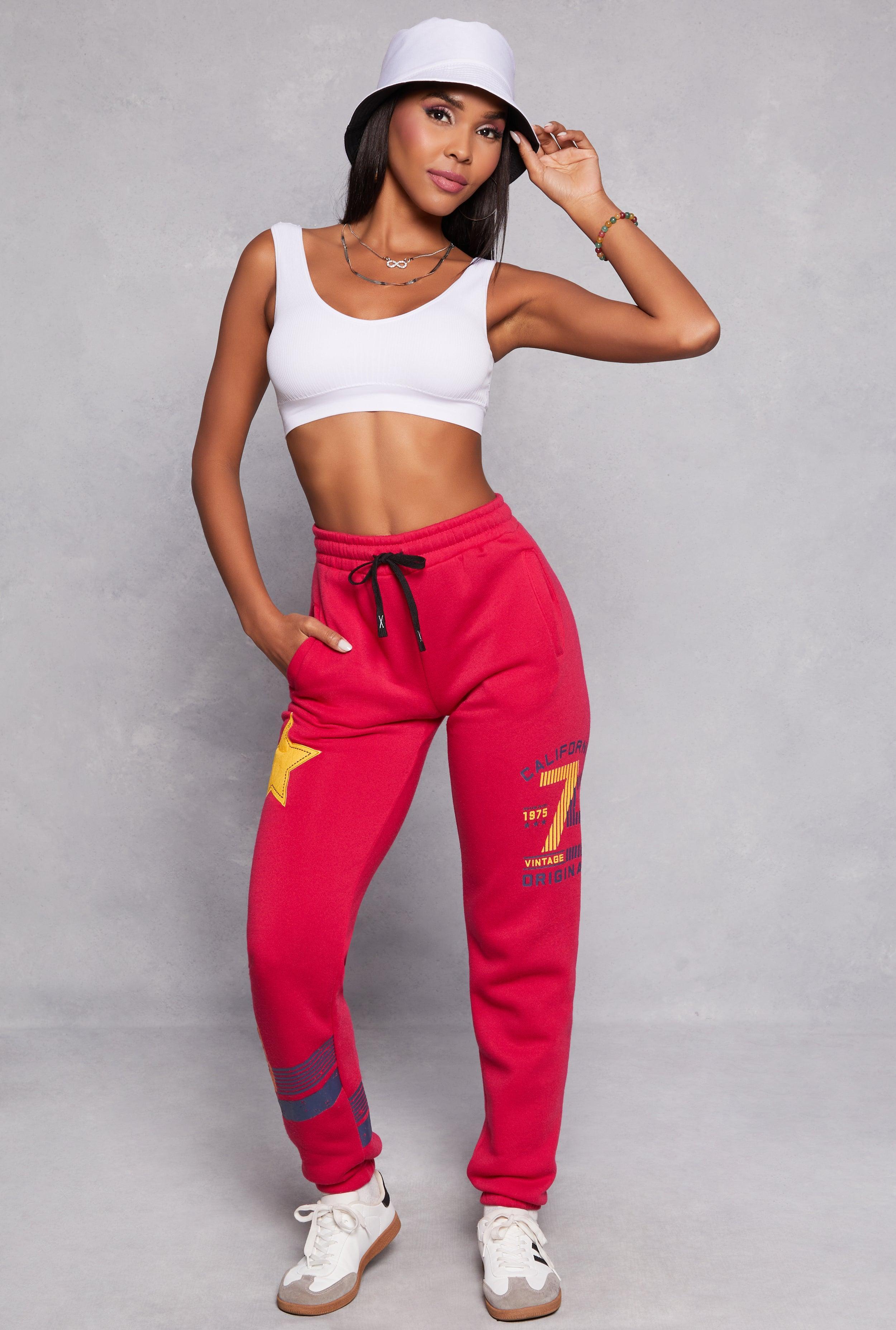 Womens High Waist Graphic Sweatpants product image