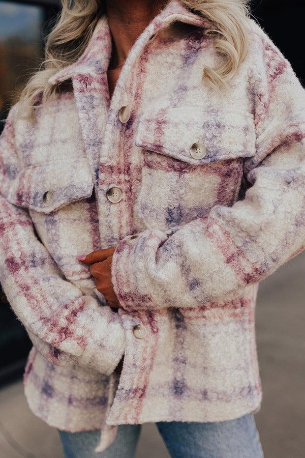 Seasonal Snuggles Plaid Sherpa Jacket in Ivory Product Image