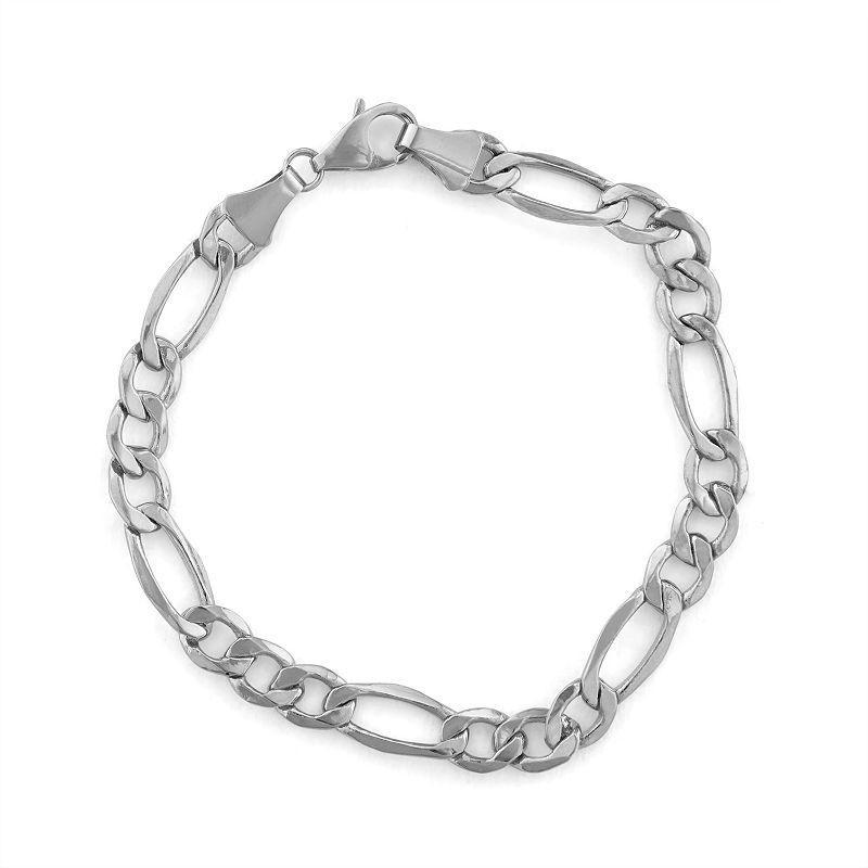 Mens 14k Gold Figaro Chain Bracelet, Size: 8, White Product Image