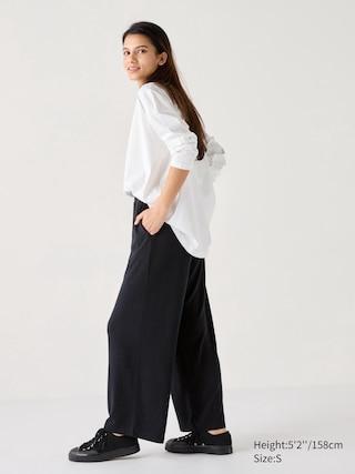 Womens Soft Brushed Easy Pants Black Large UNIQLO US Product Image