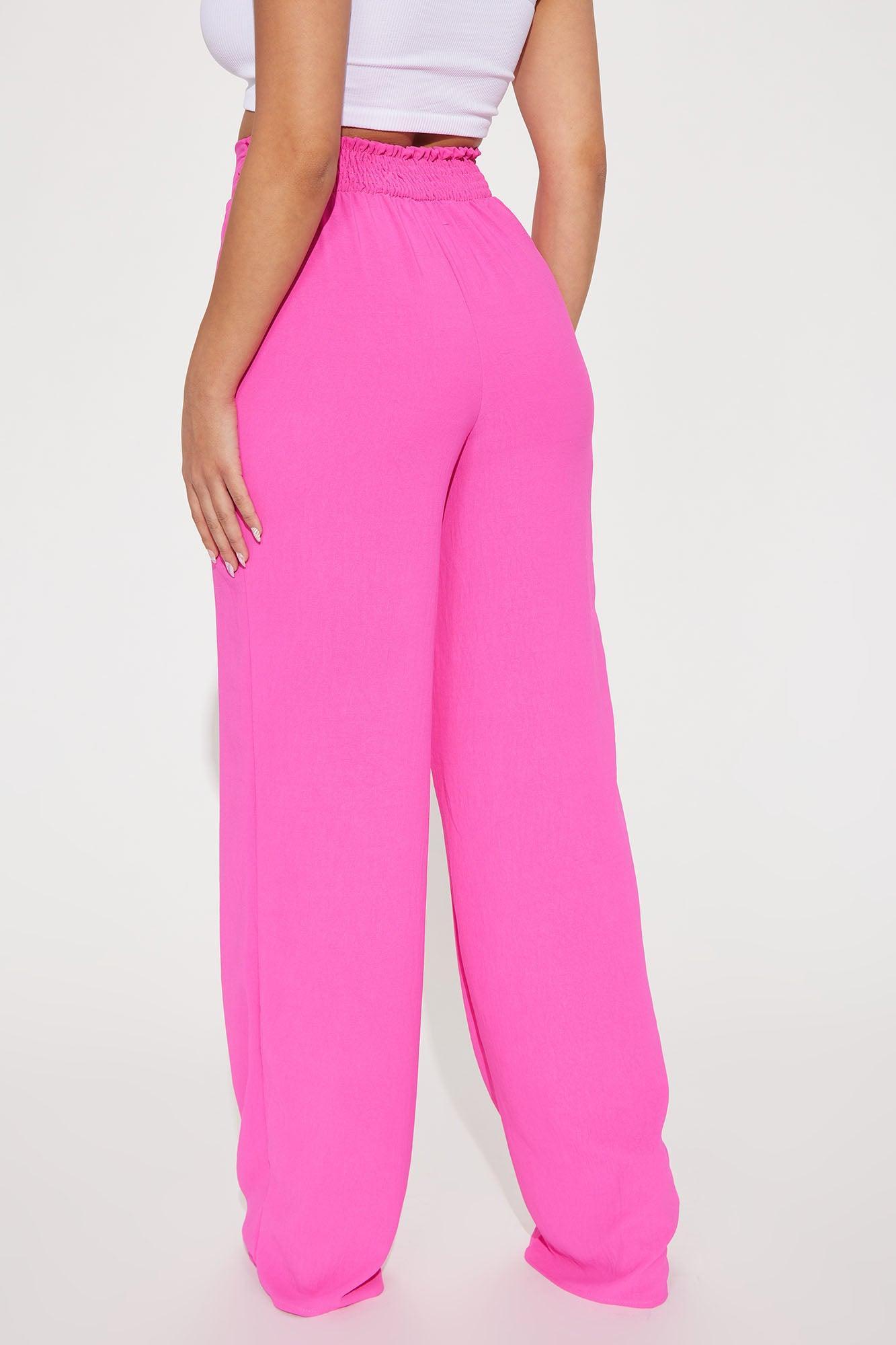 Chase My Love Wide Leg Textured Pant - Hot Pink Product Image