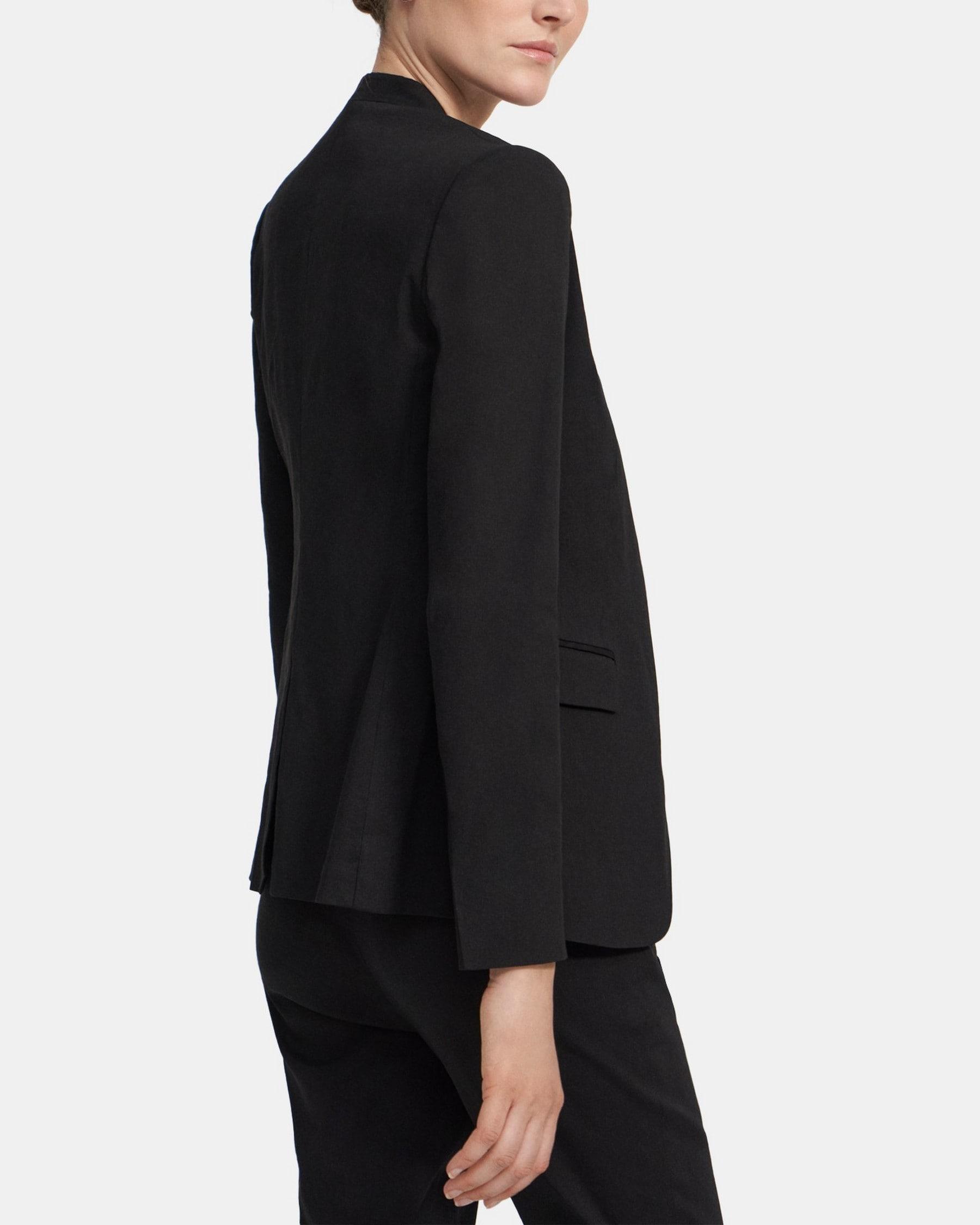 Collarless Staple Jacket in Stretch Linen Product Image