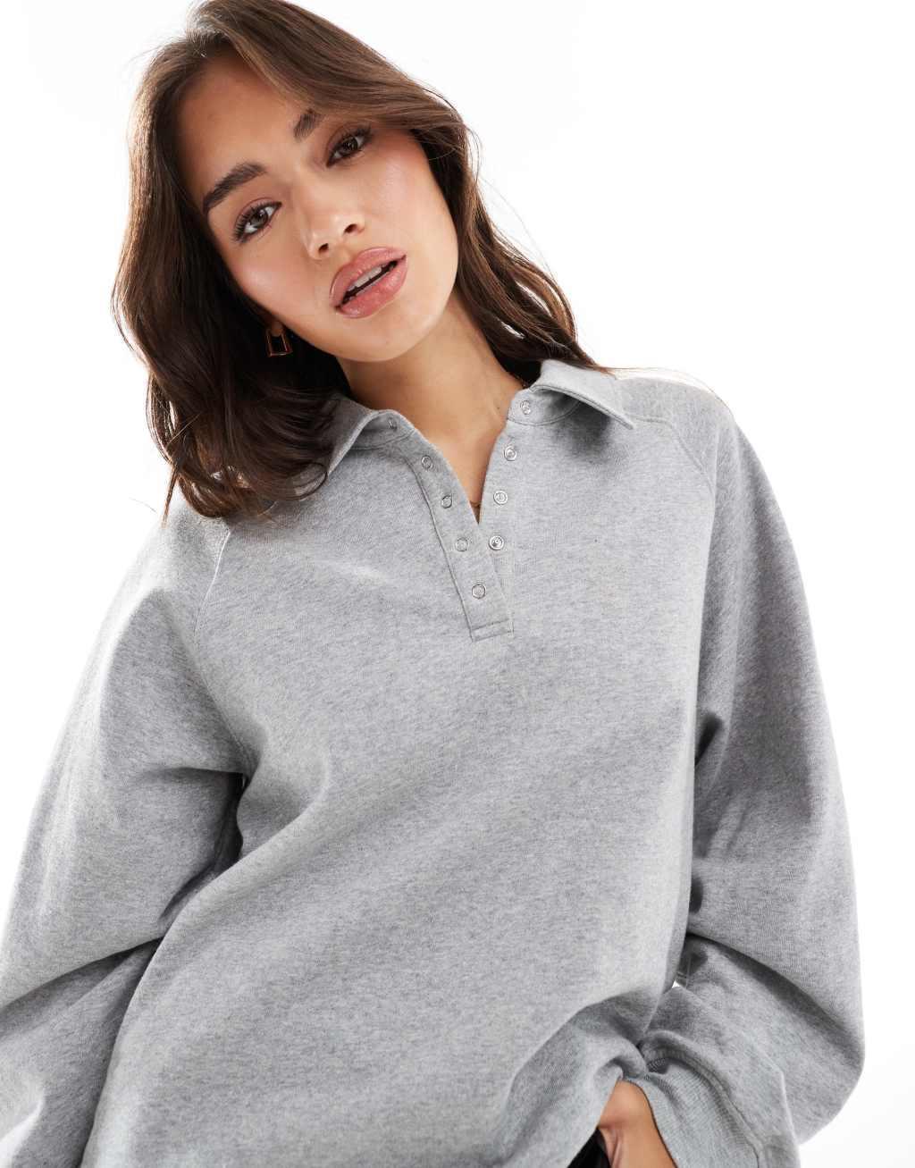 Cotton On sleep recovery oversized collared lounge fleece sweater Product Image