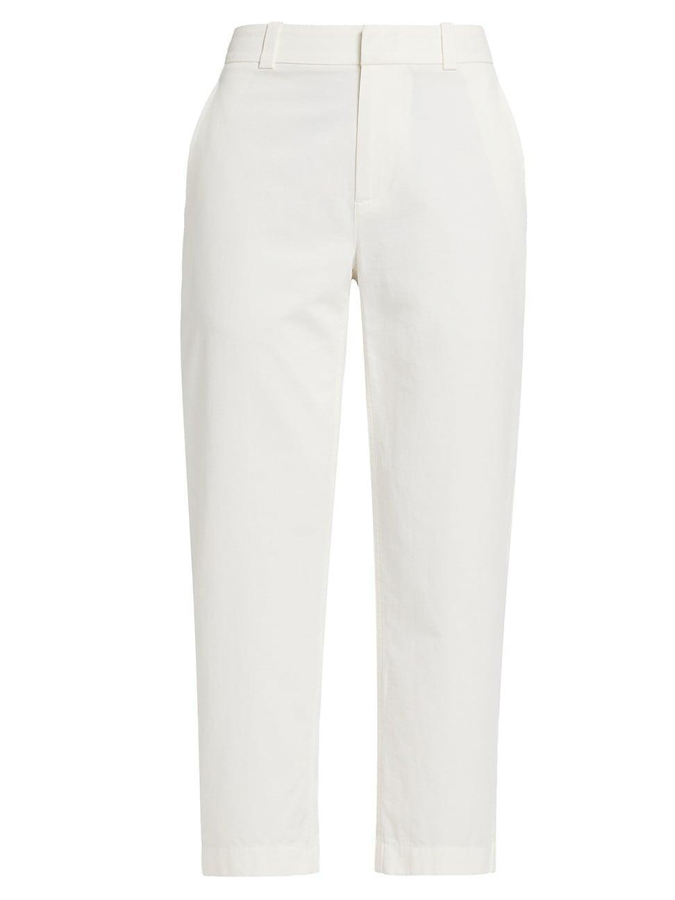 Womens Washed Cotton Mid-Rise Crop Pants Product Image