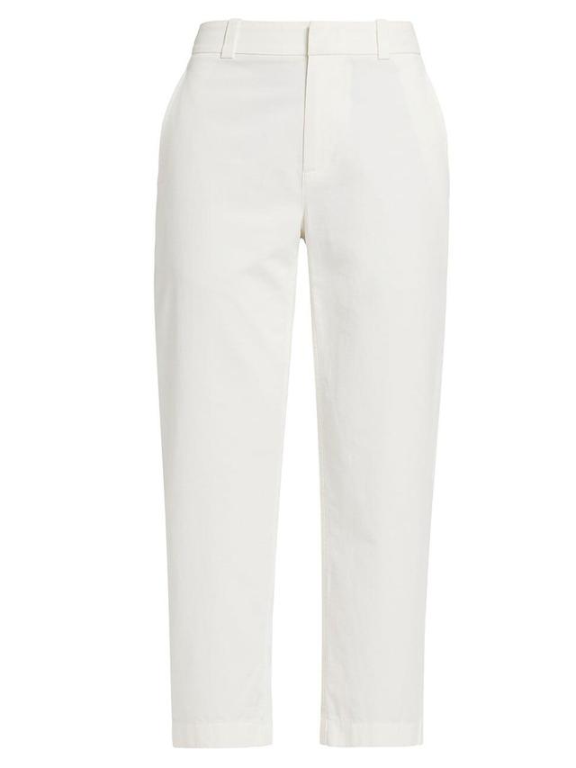 Womens Washed Cotton Mid-Rise Crop Pants Product Image