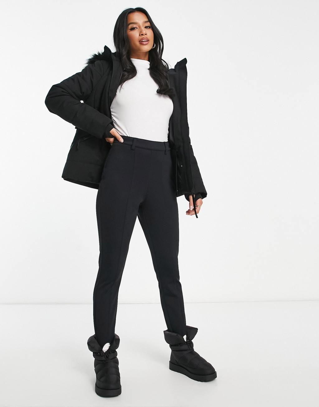 ASOS 4505 Petite ski belted jacket with faux fur hood Product Image