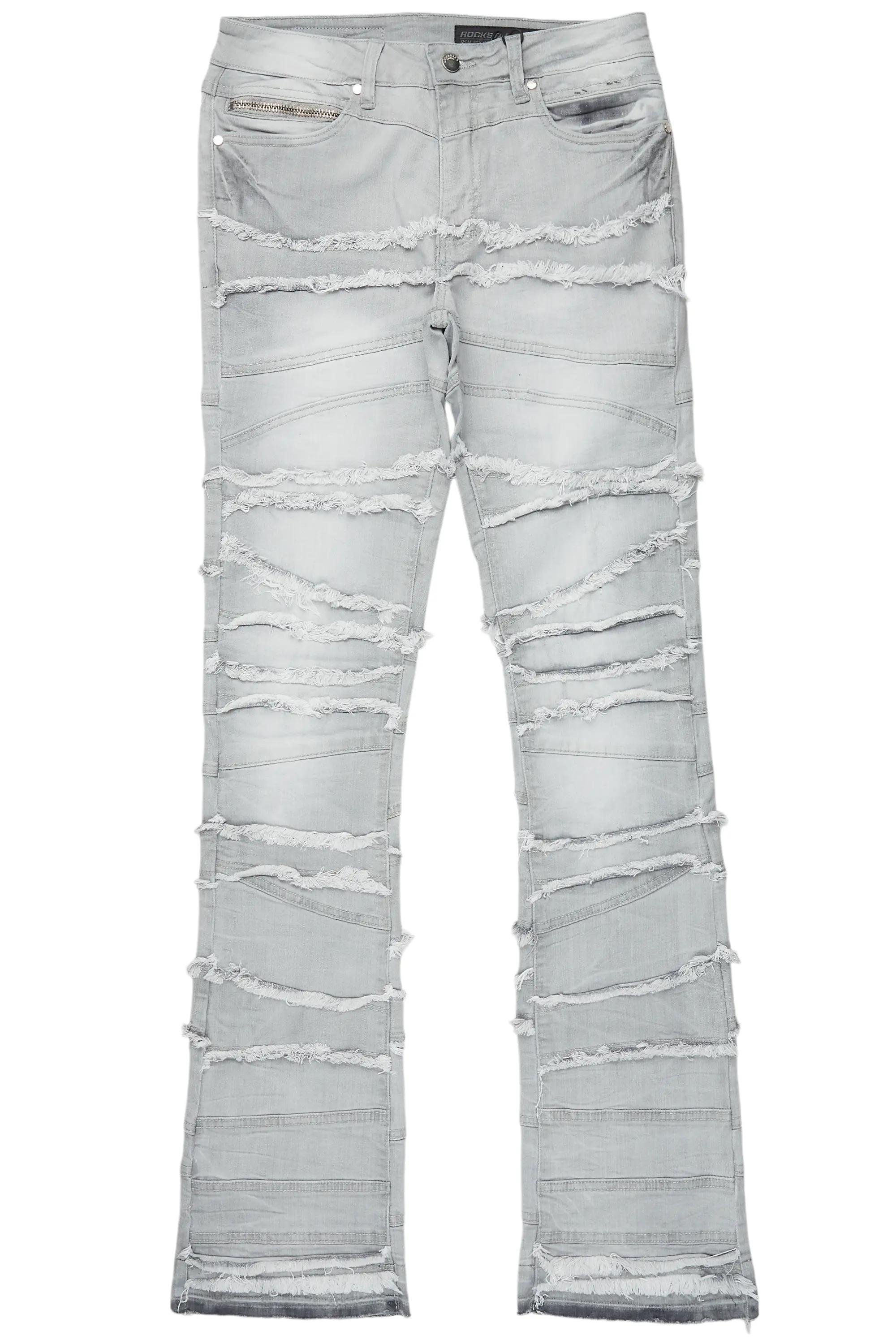 Franko Light Grey Stacked Flare Jean Male Product Image