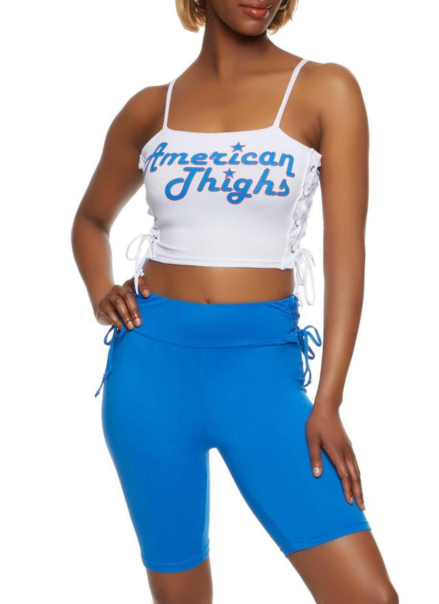 Womens American Thighs Lace Up Side Crop Top Product Image