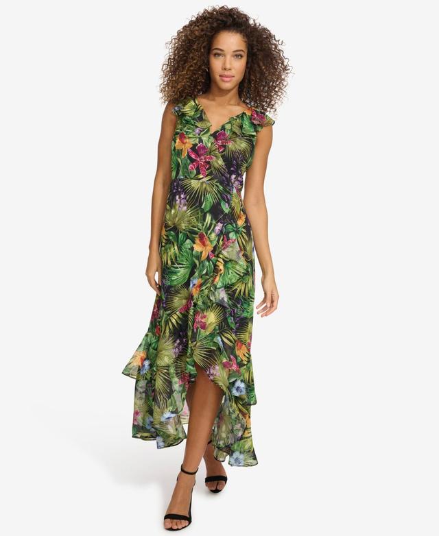 Women's Floral-Print Chiffon Ruffled Maxi Dress Product Image