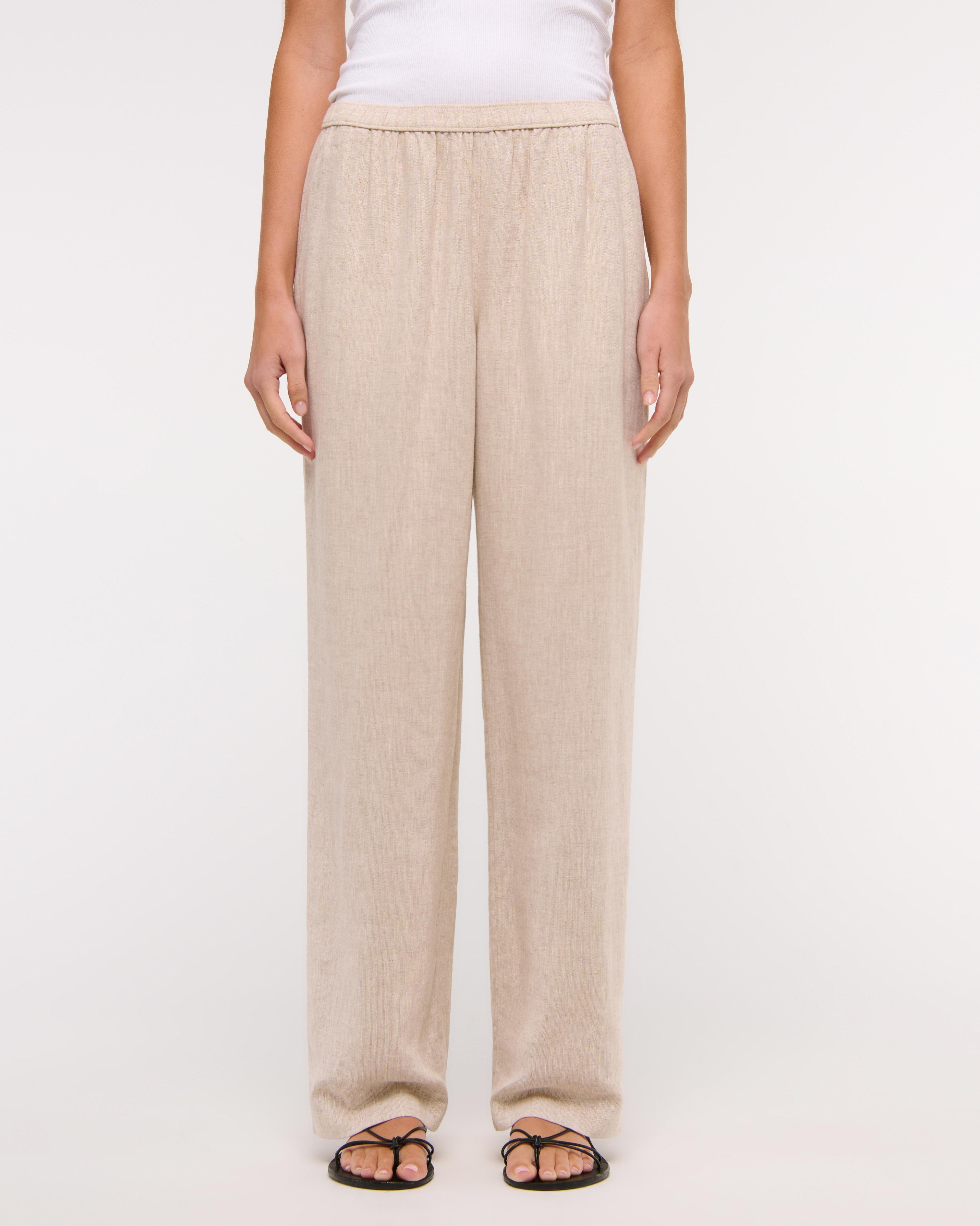 Straight Linen-Blend Pull-On Pant Product Image