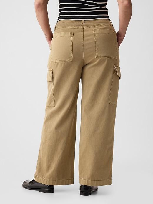 Mid Rise Loose Khaki Cargo Pants Product Image