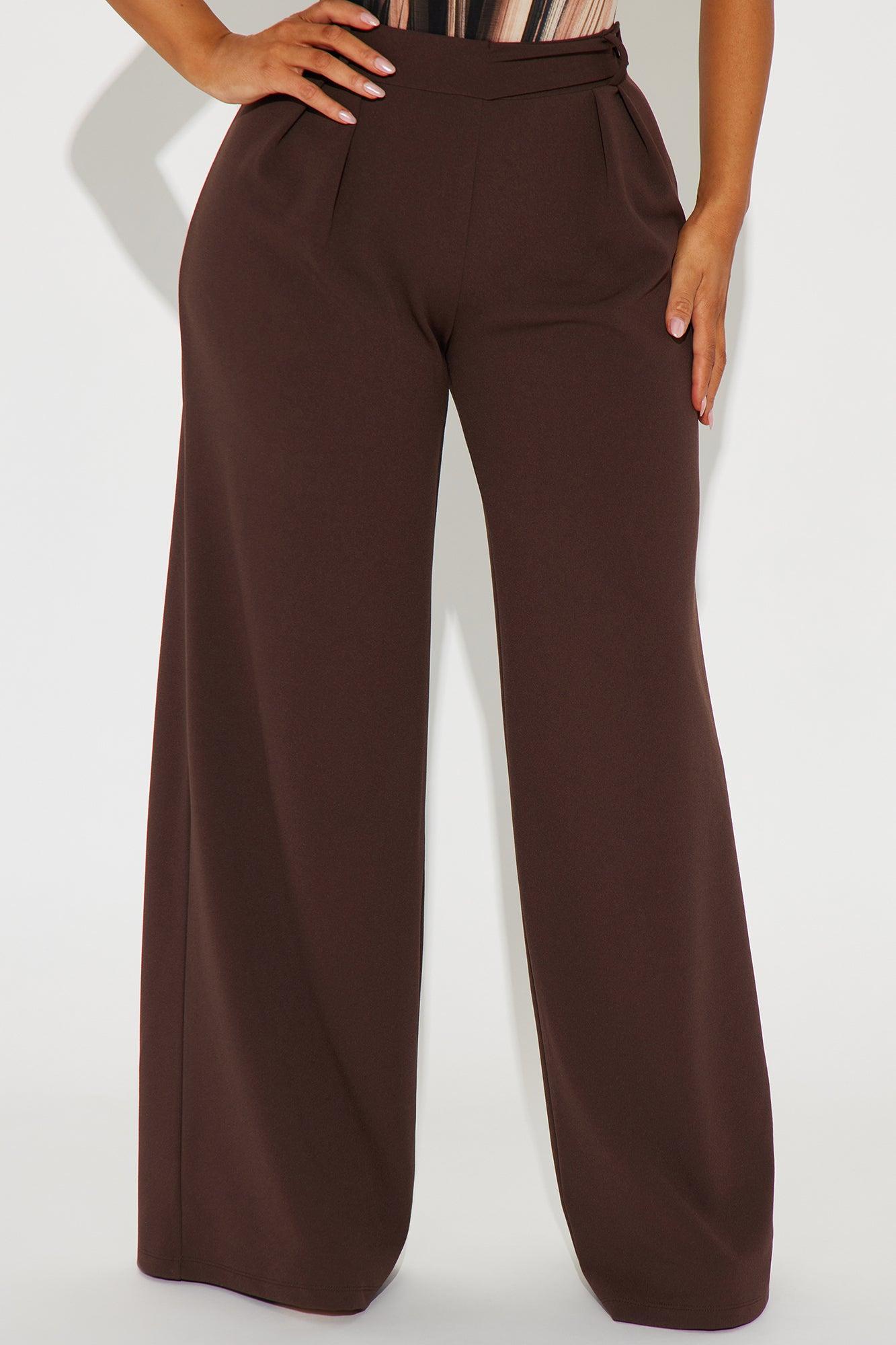 Down The Hall Wide Leg Trouser - Chocolate Product Image