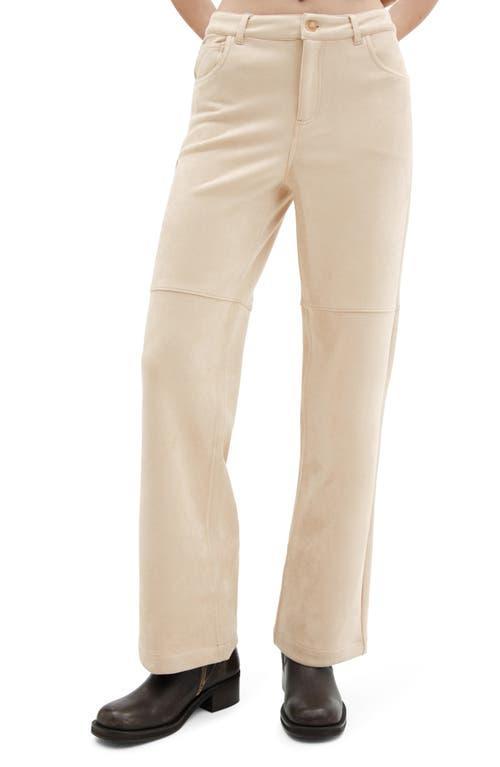 MANGO - Suede trousers with seam detail light/pastel greyWomen Product Image