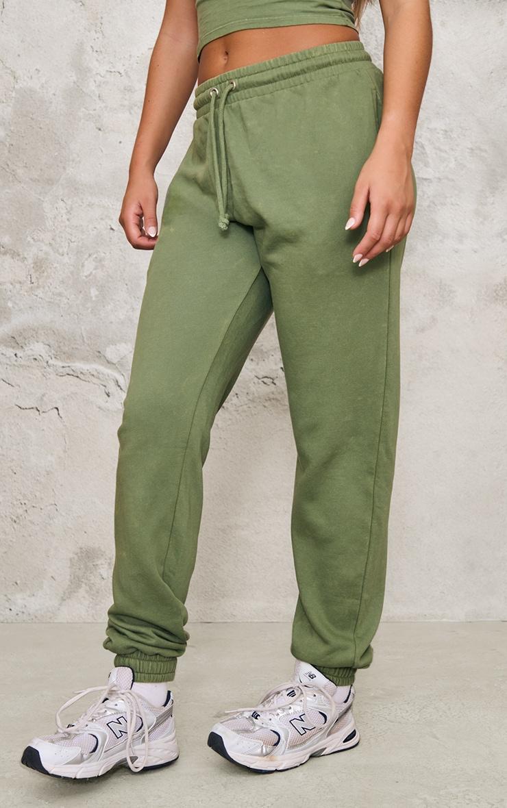 Khaki High Waisted Cuffed Sweatpants Product Image