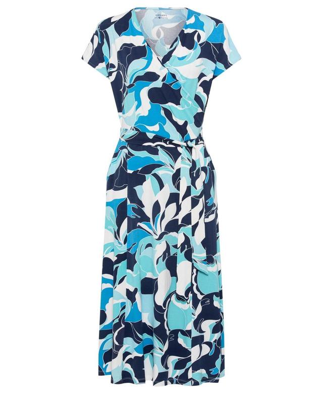 Olsen Womens Cap Sleeve A-Line Printed Midi Dress with Waist Tie containing Lenzing[Tm] Ecovero[Tm] Viscose Product Image