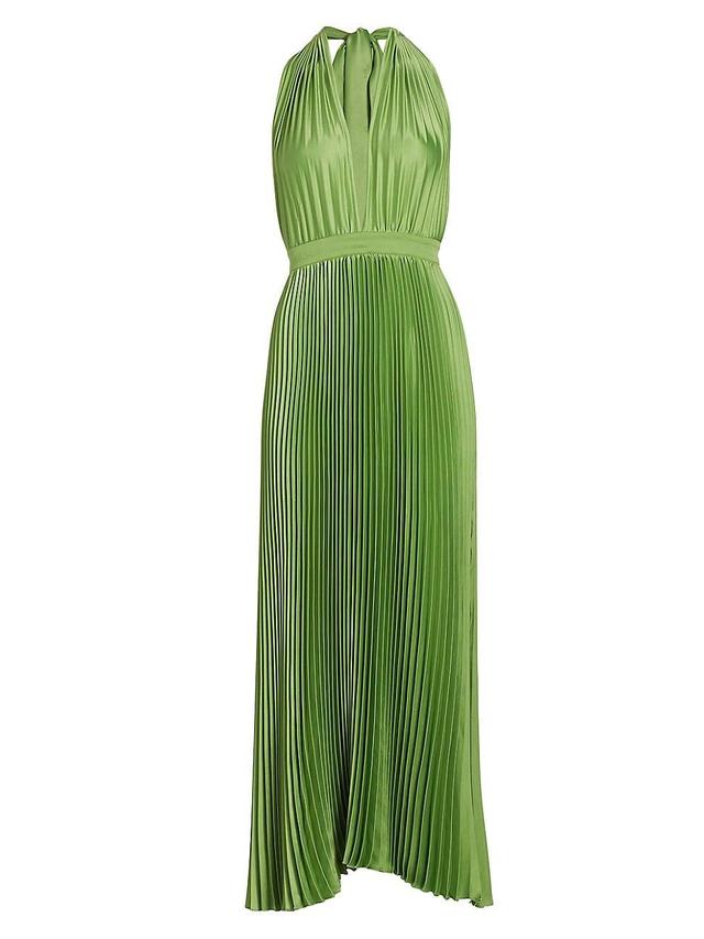 Womens Les lments Moderniste Pleated Halter Gown Product Image