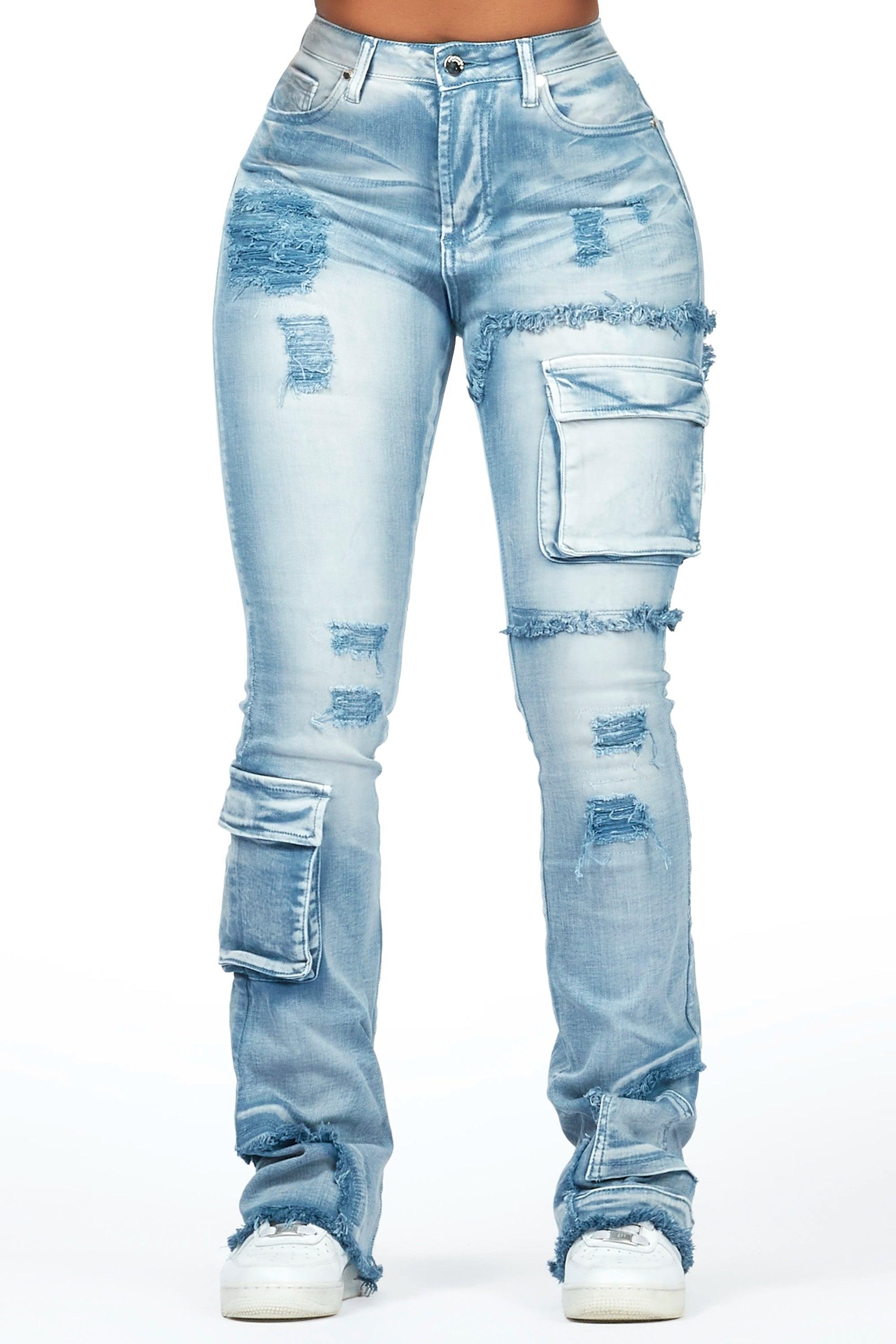 Kambry Blue Stacked Flare Jean Female product image