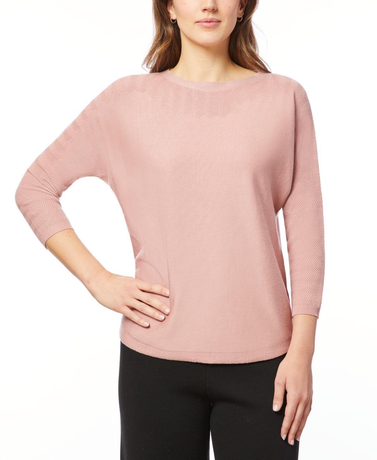 Melissa Paige Womens Boat-Neck Chevron-Stitch Dolman-Sleeve Sweater Product Image