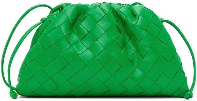 BOTTEGA VENETA Green Mini Intrecciato Pouch Clutch In 3722 Parakeet/gold Product Image