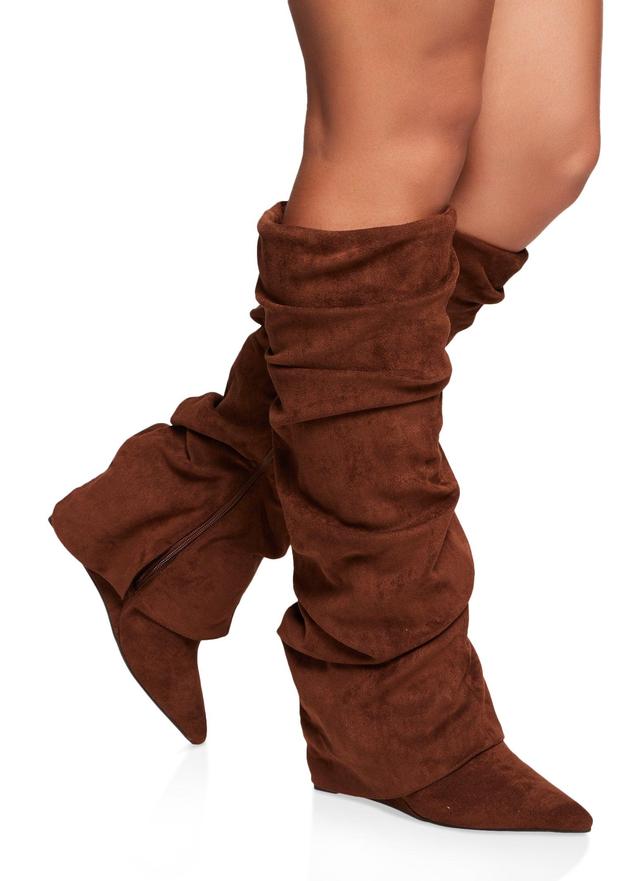 Womens Fold Over Wedge Tall Slouch Boots Product Image