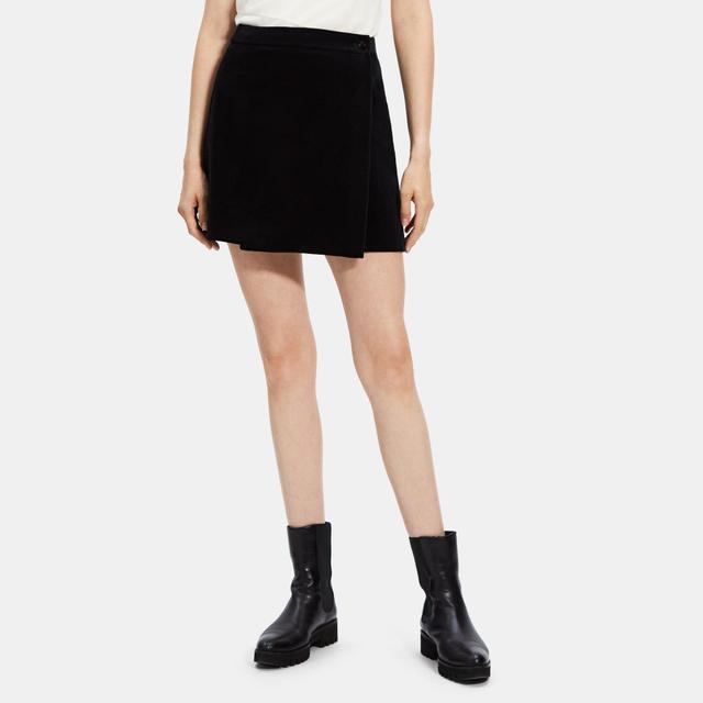 Stretch Velvet Wrap Mini Skirt | Theory Outlet Product Image