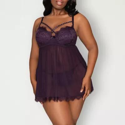 Dreamgirl Eyelash Lace & Mesh Babydoll & G-String Plus Set - 12378X Product Image