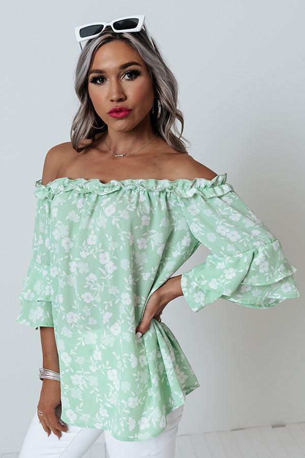 Best Song Ever Floral Shift Top In Sea Glass Product Image