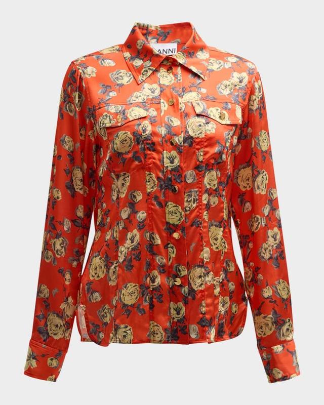 Floral Satin Shirt Product Image