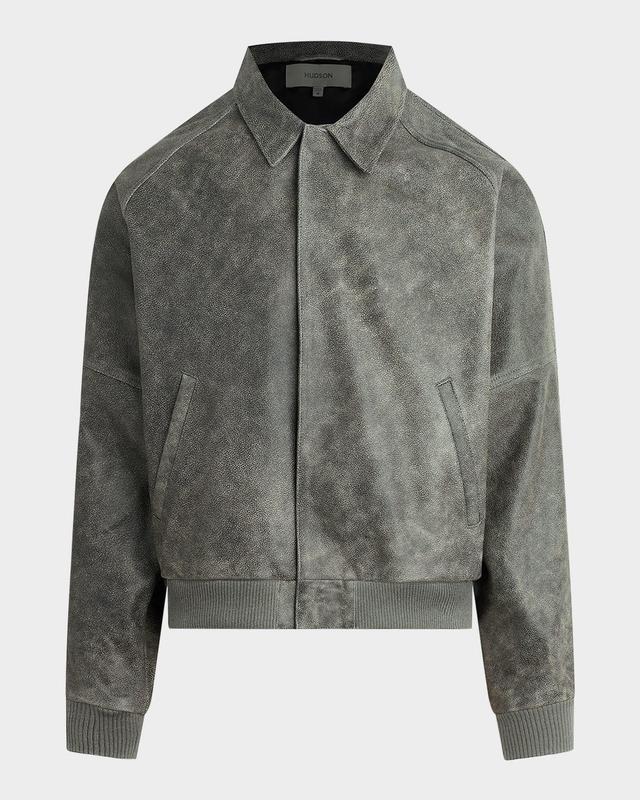 Men's Leather Bomber Jacket Product Image