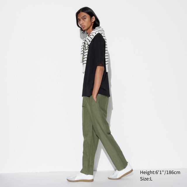 Mens Linen-Blend Relaxed Pants Olive 2XL UNIQLO US Product Image