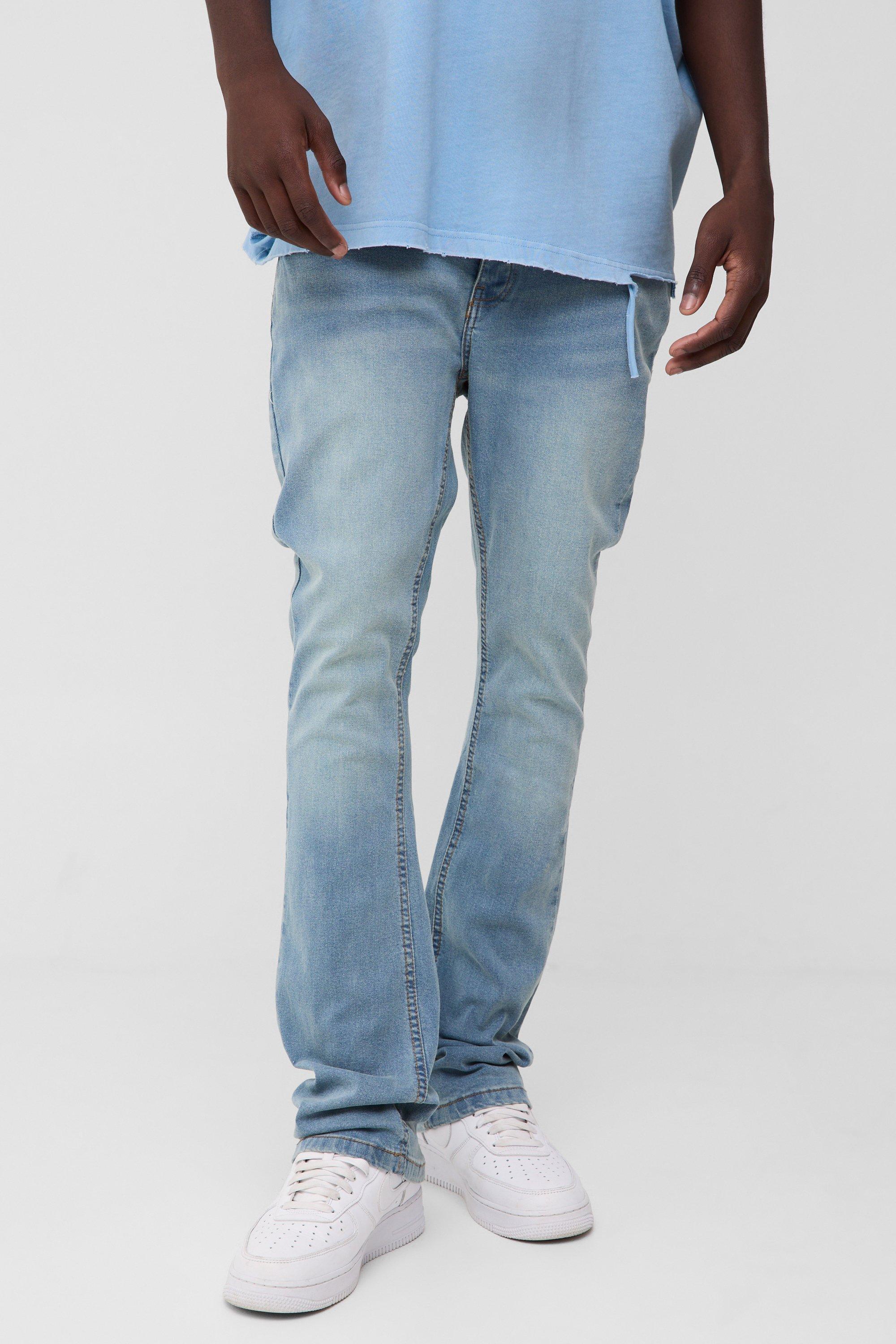 Skinny Stretch Flare Jean In Antique Blue | boohooMAN USA product image