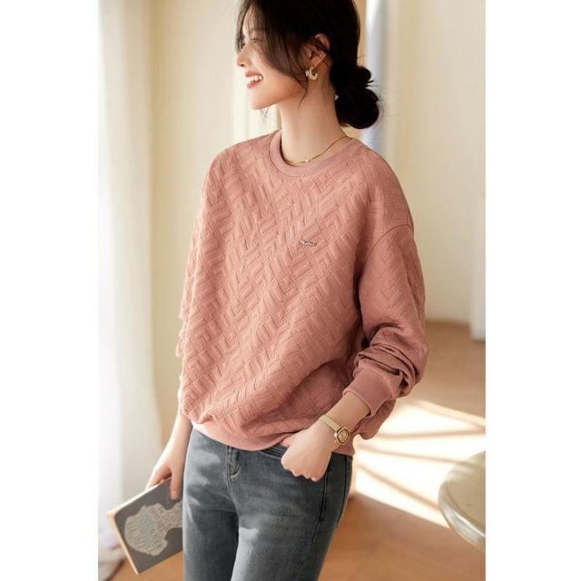 Drop Shoulder Round Neck Patterned Sweatshirt Product Image