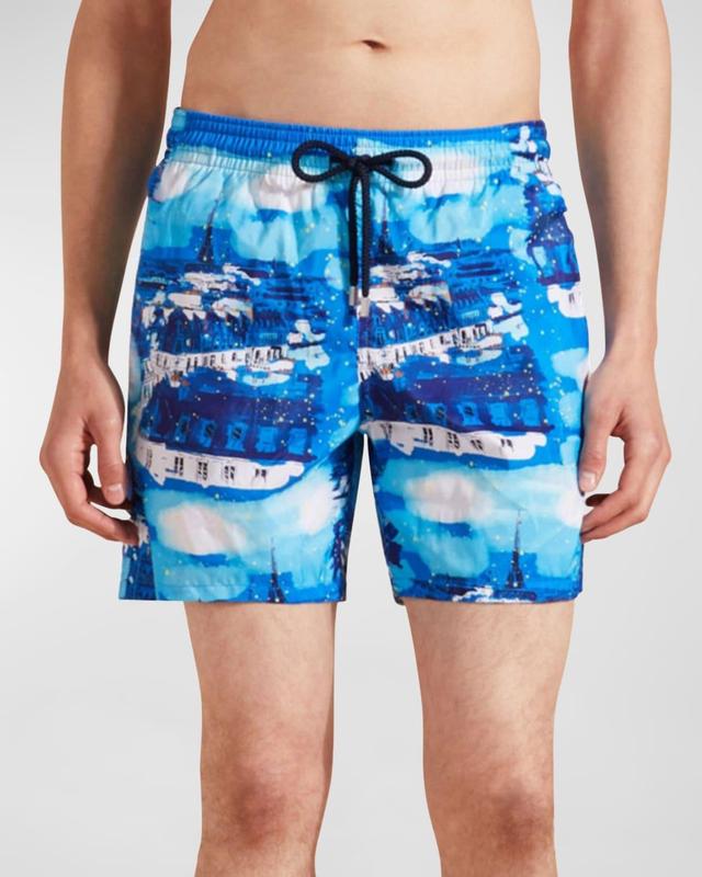 Mens Paris-Print Swim Shorts Product Image