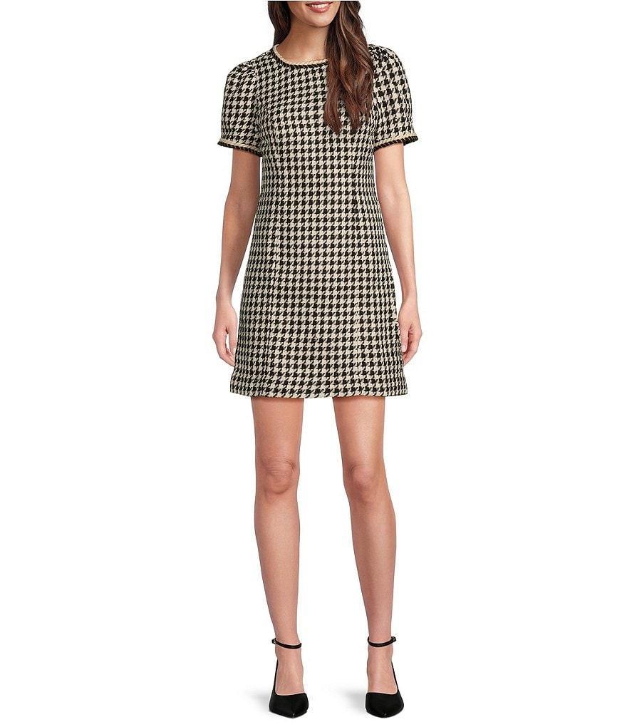 Lilly Pulitzer Doriane Sequin Boucle Houndstooth Round Neck Short Sleeve Shift Coordinating Dress product image