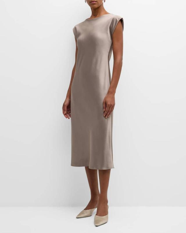 Aquile Cap-Sleeve Satin Midi Dress Product Image